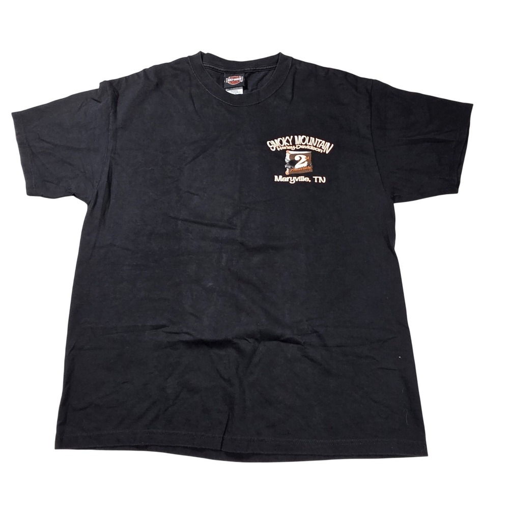 Vintage Harley-Davidson Smoky Mountain 2nd Anniversary T-Shirt 2006 Black Mens L